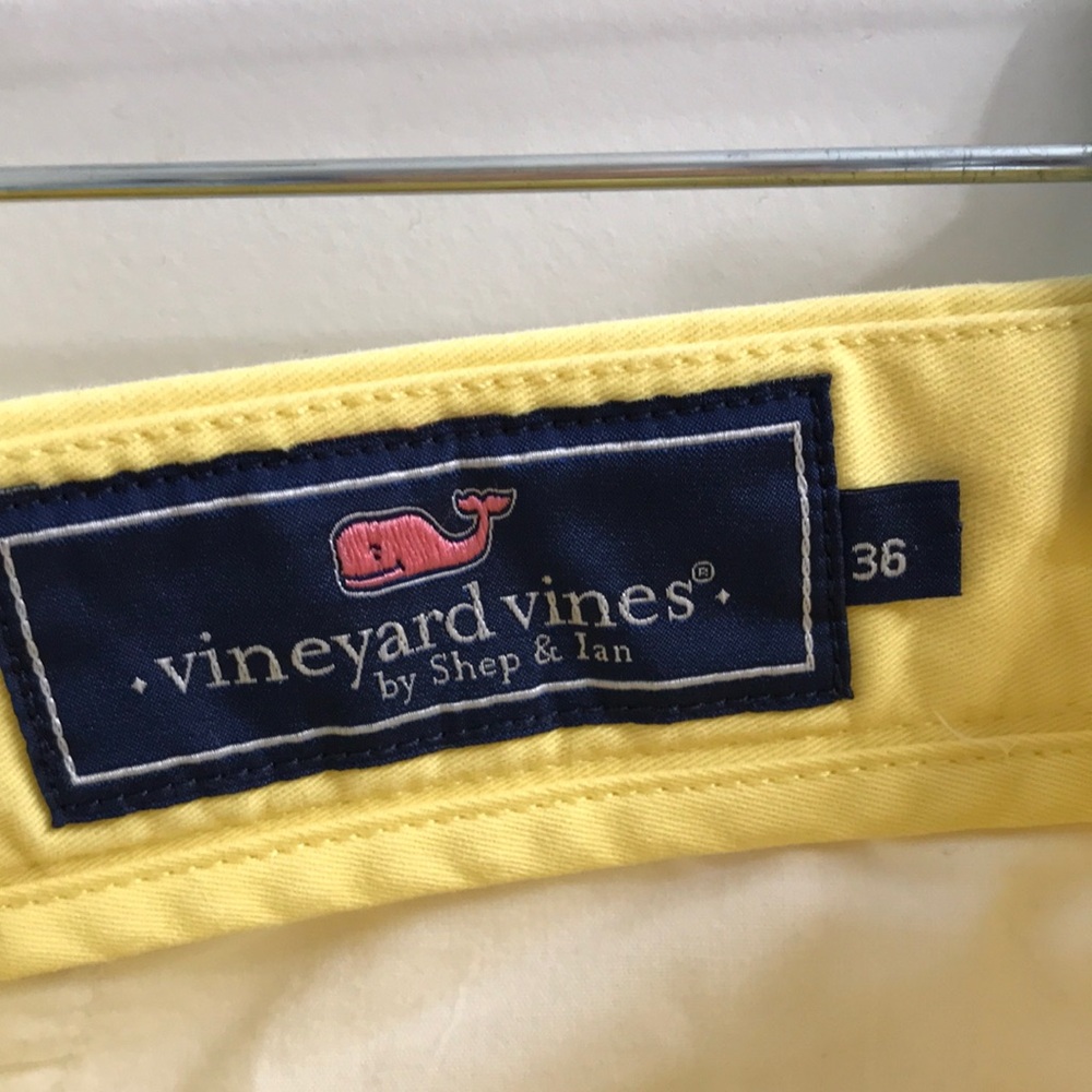 Mens Vineyard Vines Yellow Flat Front Shorts - Picture 4 of 5